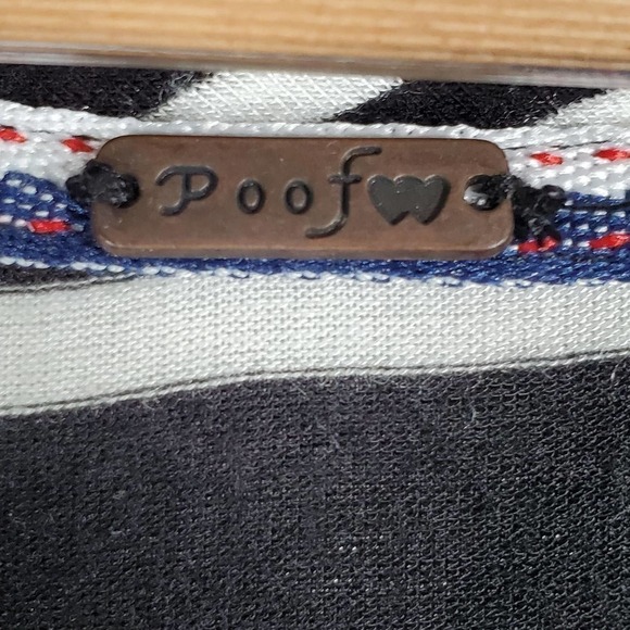 Poof! Striped V-Neck Long Sleeve Top Black White Size Medium - Picture 5 of 8